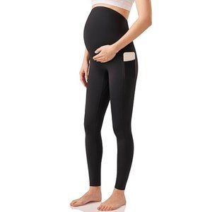Enerful Maternity Workout Leggings Soft Yoga Pants with Pockets. e50
